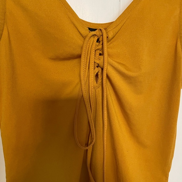Dream Mustard Yellow Tank Top Snap Closure Bodysuit - Picture 4 of 9